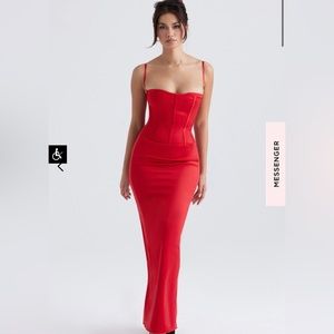 As New! HOUSE OF CB size M holiday collection 2022 red corset maxi dress